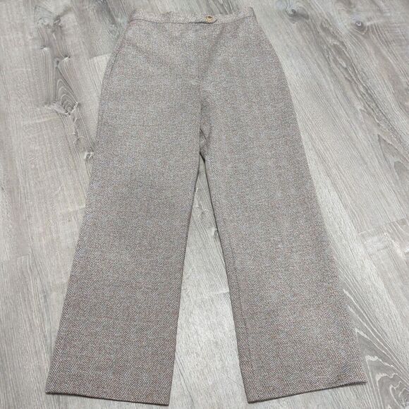 Vtg Mr Beau By  RL Davis Womens Sz 10 (28) Waist Tan Herringbone‎ Pants Lp43 - Picture 1 of 7